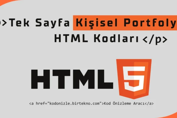Tek Sayfa Kişisel Portfolyo HTML Kodları (2026 Ücretsiz)